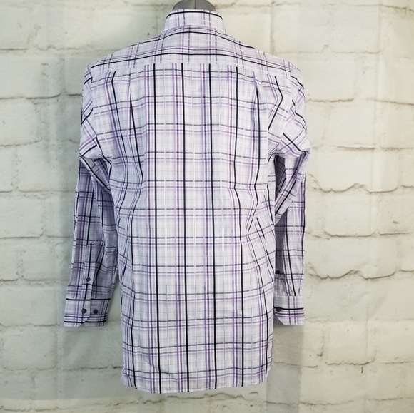Berto Lucci M Purple Plaid Button-Down Dress Shirt - Picture 6 of 10
